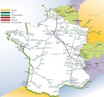 Карта железных дорог Франции
